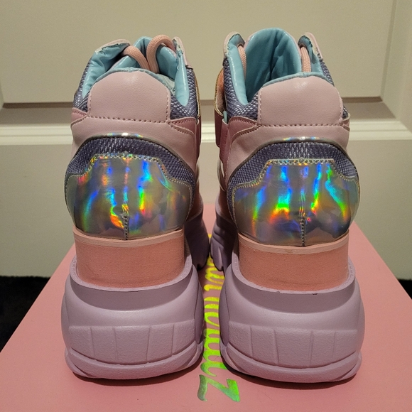 Sugar Thrillz Pink Purple And Holographic Heart Platform Sneaker - Picture 4 of 8